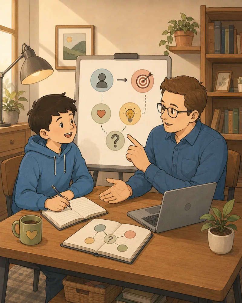 导师制 · 导师与少年一对一,白板上是方向与价值的校准