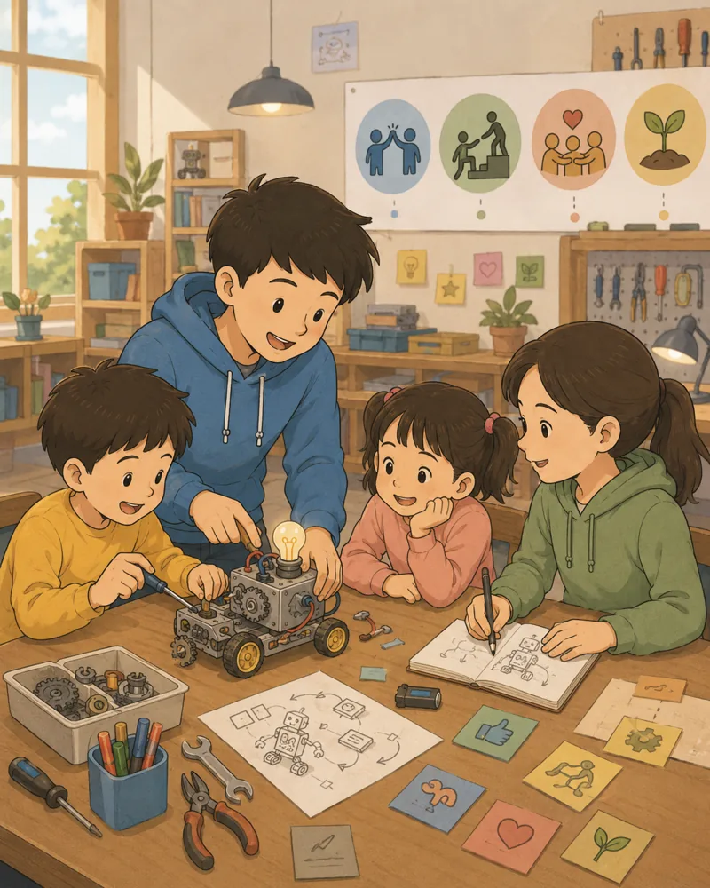 混龄制 · 大孩子带小孩子一起搭建,自然协作